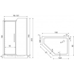 Cabina dus simpla 100 x 80 cm model GlasG