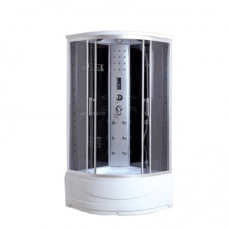 cabina dus cu hidromasaj si sauna umeda 90 x 90 cm cu cadita inalta