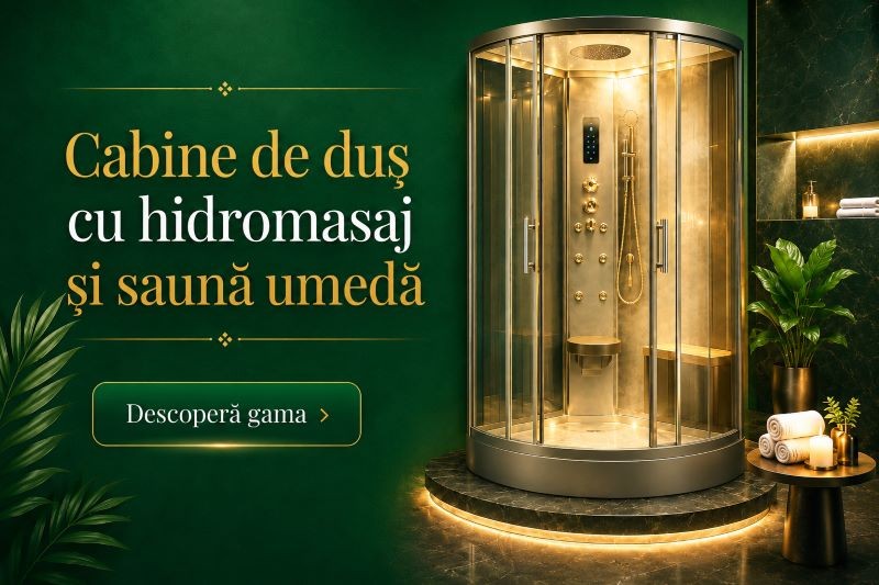 Cabine dus cu hidromasaj si sauna umeda cu cadita inalta sau cu cadita joasa