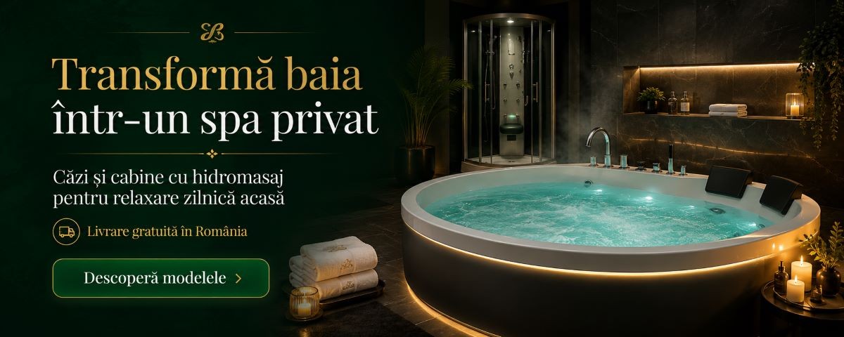 Descoperă promoțiile actuale la căzi cu hidromasa și aeromasaj, cabine de duș cu hidromasaj  și saună! Comandă direct de pe cabine-hidromasaj.ro și beneficiază de livrare gratuită oriunde în România.